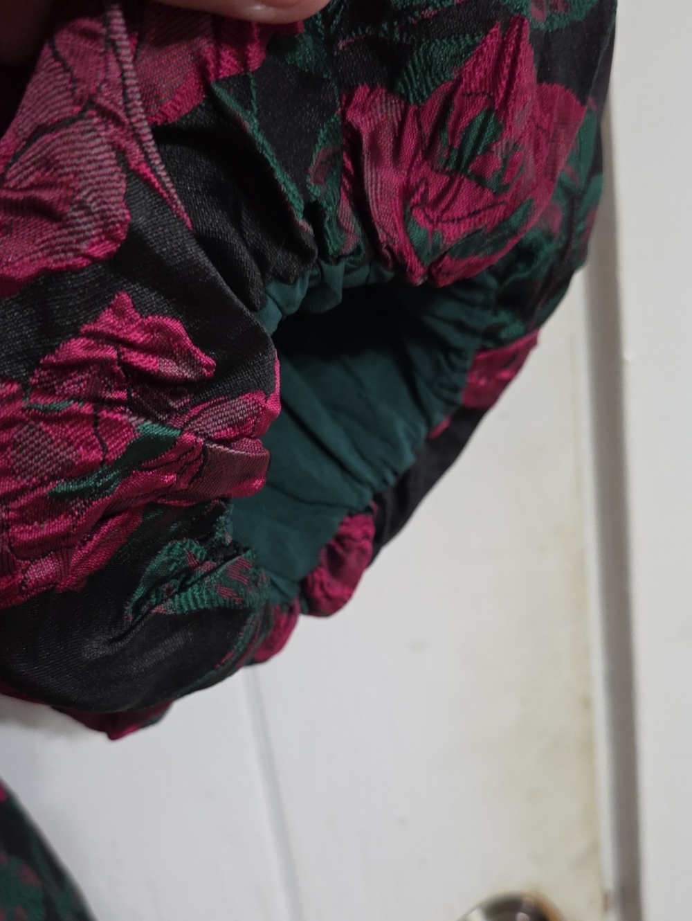NWT SugarLips Womens Dress Knee Length Roses Poufy Sleeves Tiers Ties At Neck XL - Picture 5 of 10